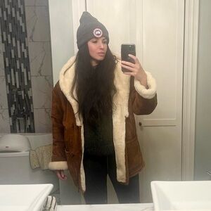 Vintage Oversized Suede Shearling Coat